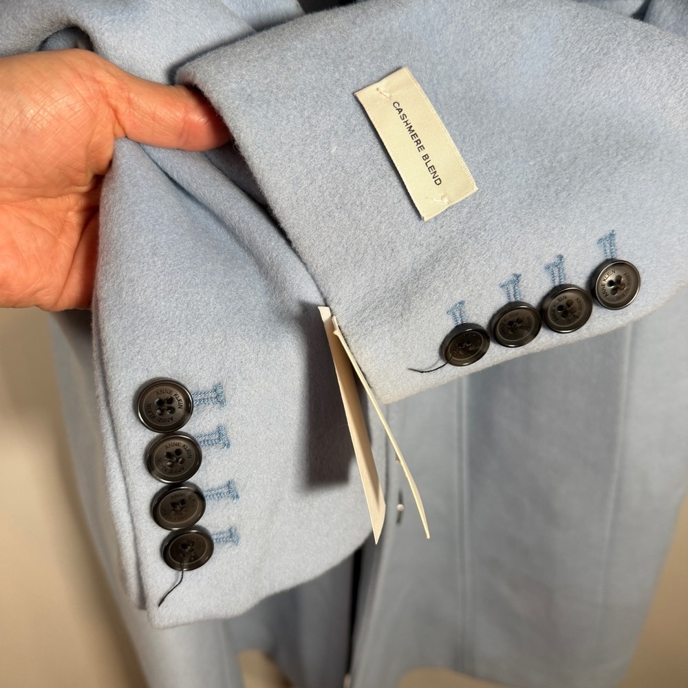 Anne Klein Single-Breasted Tailored Overcoat Womens Plus Sz 18 Pastel Blue Class - Picture 6 of 12